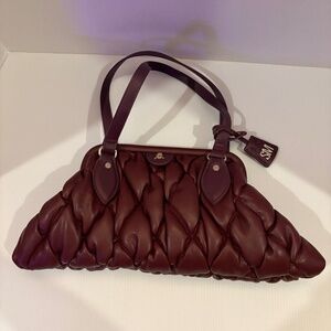 NEW Steve Madden Tinley Quilted Burgundy Clutch Purse Satchel Shoulder